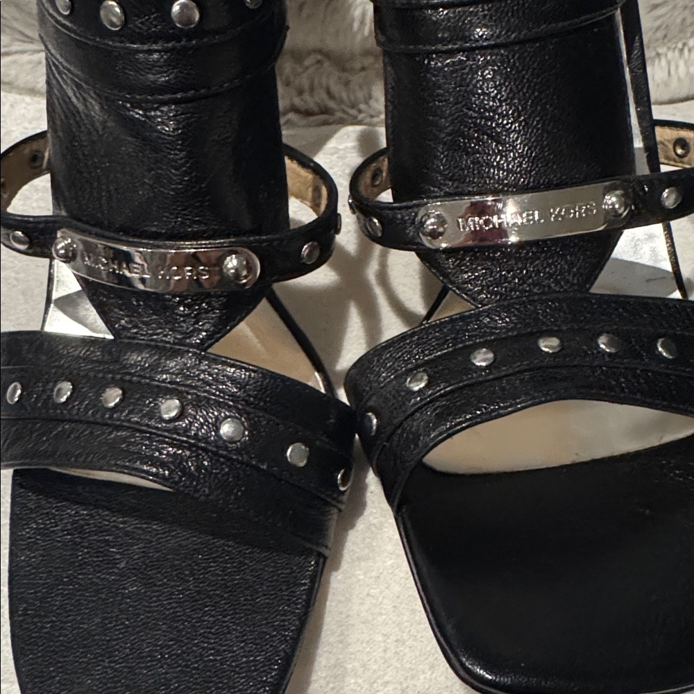 Michael Kors Black Studded Strappy Sandal Heels Size 7.5 - Picture 5 of 9
